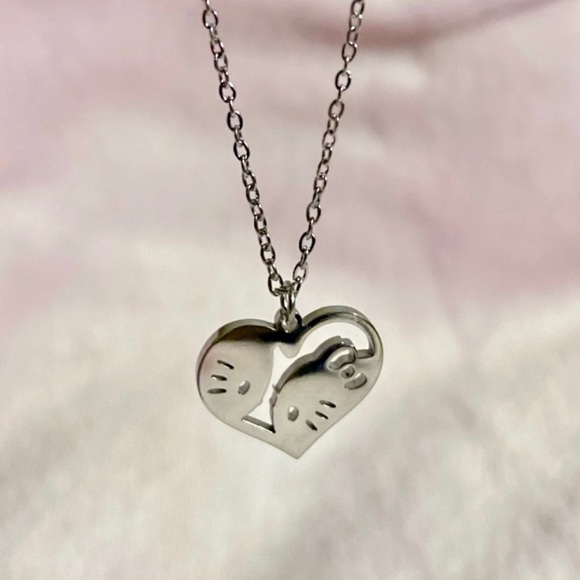 Hello Kitty Jewelry - Hello Kitty & Dear Daniel Silver Heart Stainless Steel Heart Pendant Necklace
